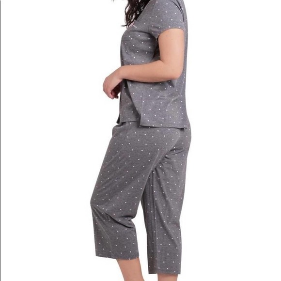 Laura Ashley NWT polka dot Spot Notch Collar Capri pajama Set  top and pants S - Picture 3 of 7